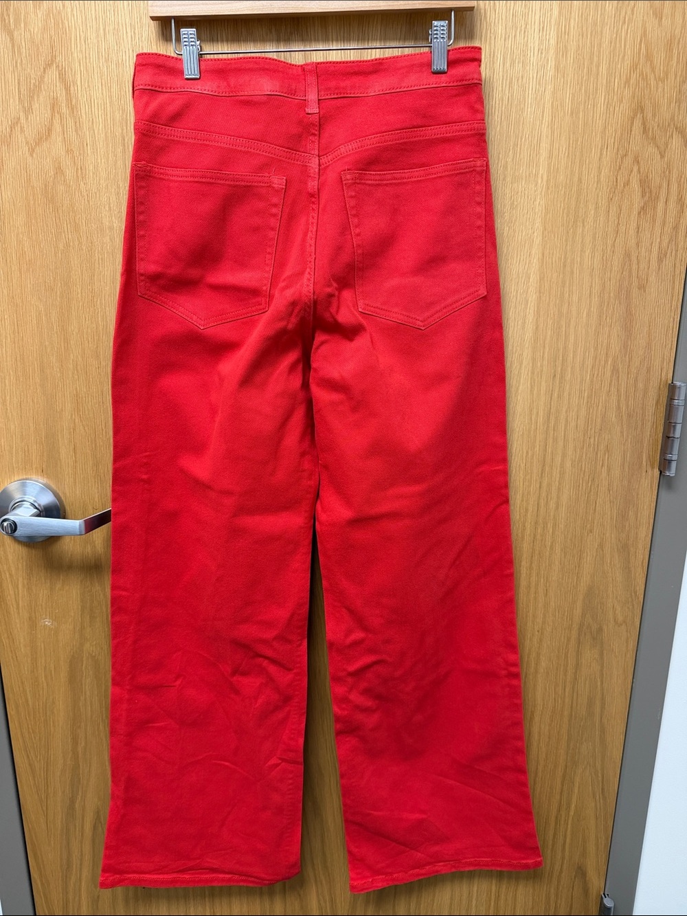H&M Divided Wide Leg Bright Tomato Red Jeans Y2K Style Denim Size 12 - Picture 5 of 8